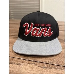 VANS Off The Wall Snapback Hat Black One Size Adjustable Embroidered 6 Panel
